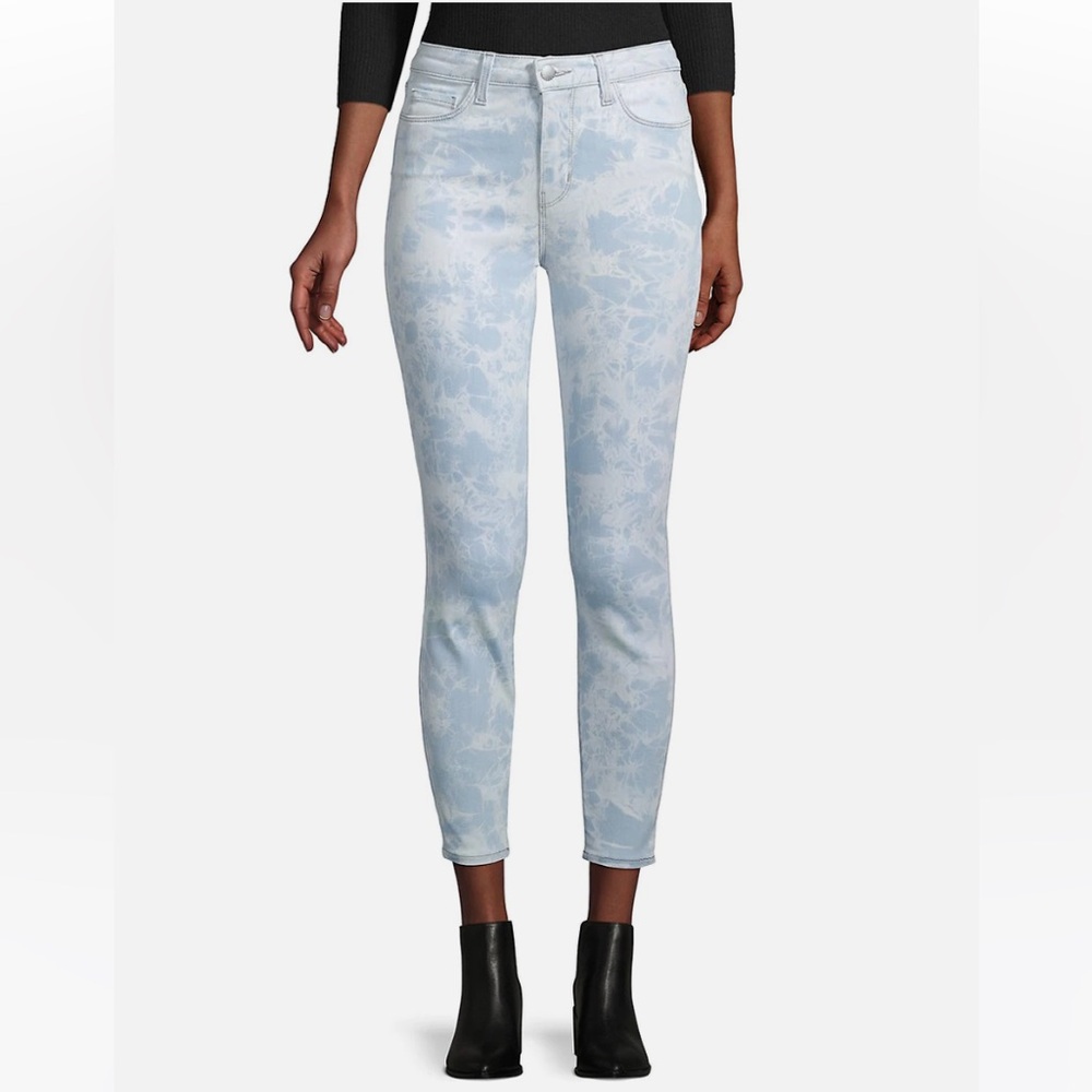 NEW L'AGENCE Margot High Rise Skinny Tie Dye Denim Jeans Abyss light Blue white